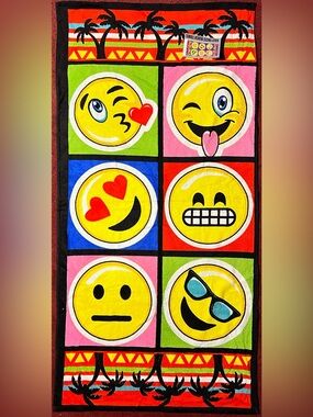 Silly Face Emojis Beach Towel